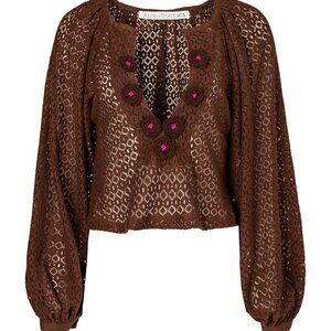 Alix of Bohemia Marlowe Cocoa Cotton Lace Top